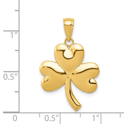14k Yellow Gold Shamrock Charm Pendant for Women