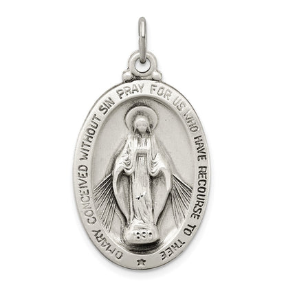 Sterling Silver Antiqued Miraculous Medal Pendant Holiday Gift for Women