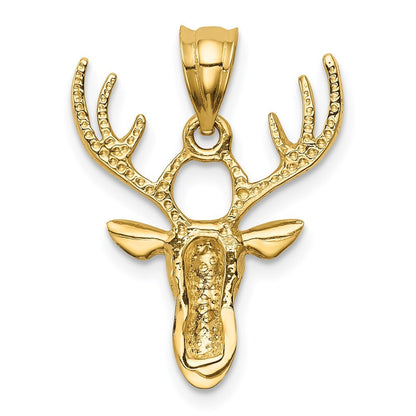 14k Yellow Gold Polished Deer Head Pendant for Women