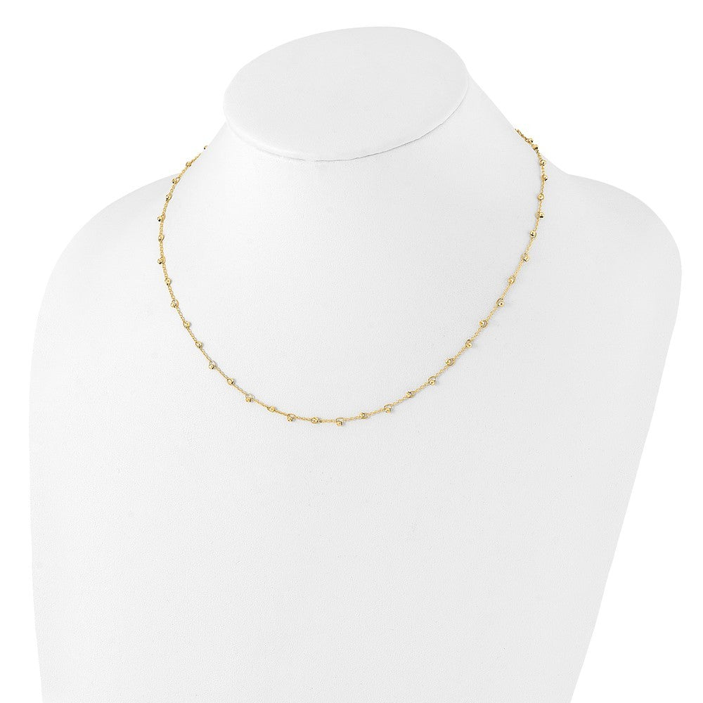 14k Yellow Gold Polished and Diamond-cut Beaded 16in Plus 2in ext. Necklace