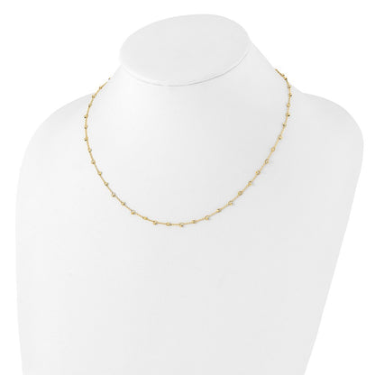 14k Yellow Gold Polished and Diamond-cut Beaded 16in Plus 2in ext. Necklace