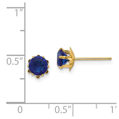 14k Yellow Gold 5mm Cubic Zirconia Birthstone (Sep) Stud Earrings