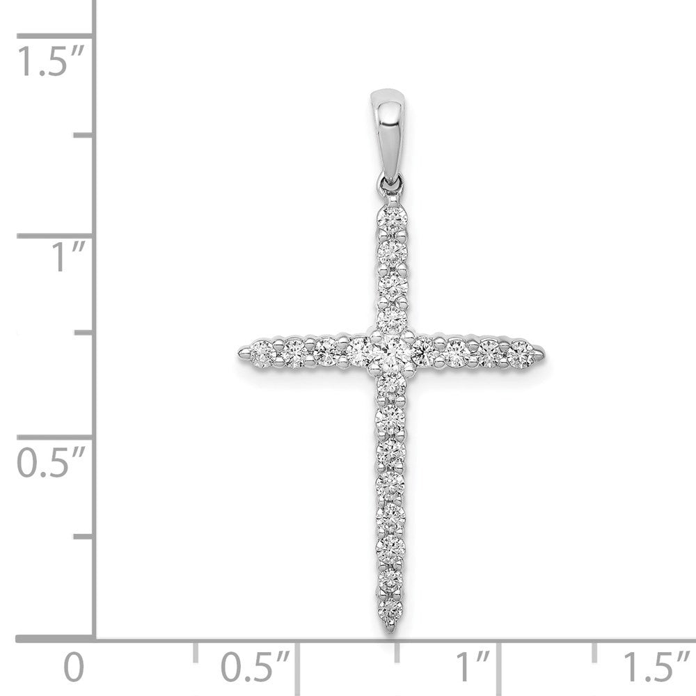 14k White Gold Polished 1 2ct. Diamond Cross Pendant