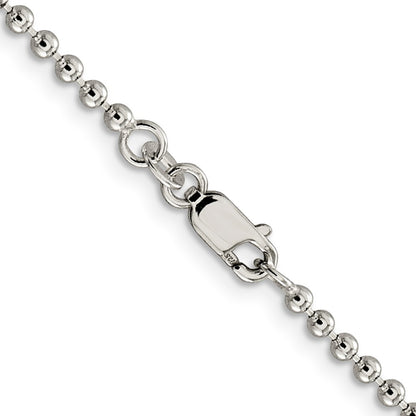 Sterling Silver 2.35mm Beaded Chain Necklace