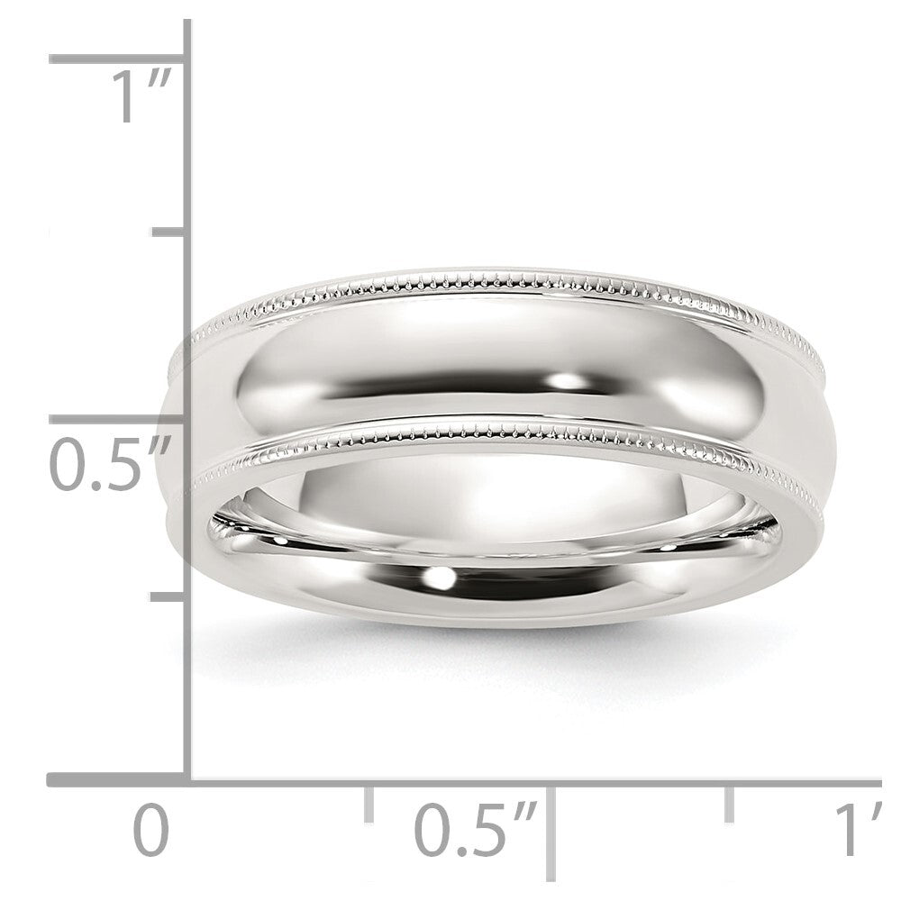 Sterling Silver 6mm Comfort Fit Half Round Milgrain Size 8 Band