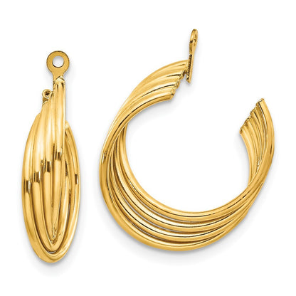 14k Yellow Gold Polished Hoop Earring Jackets Gift for Women