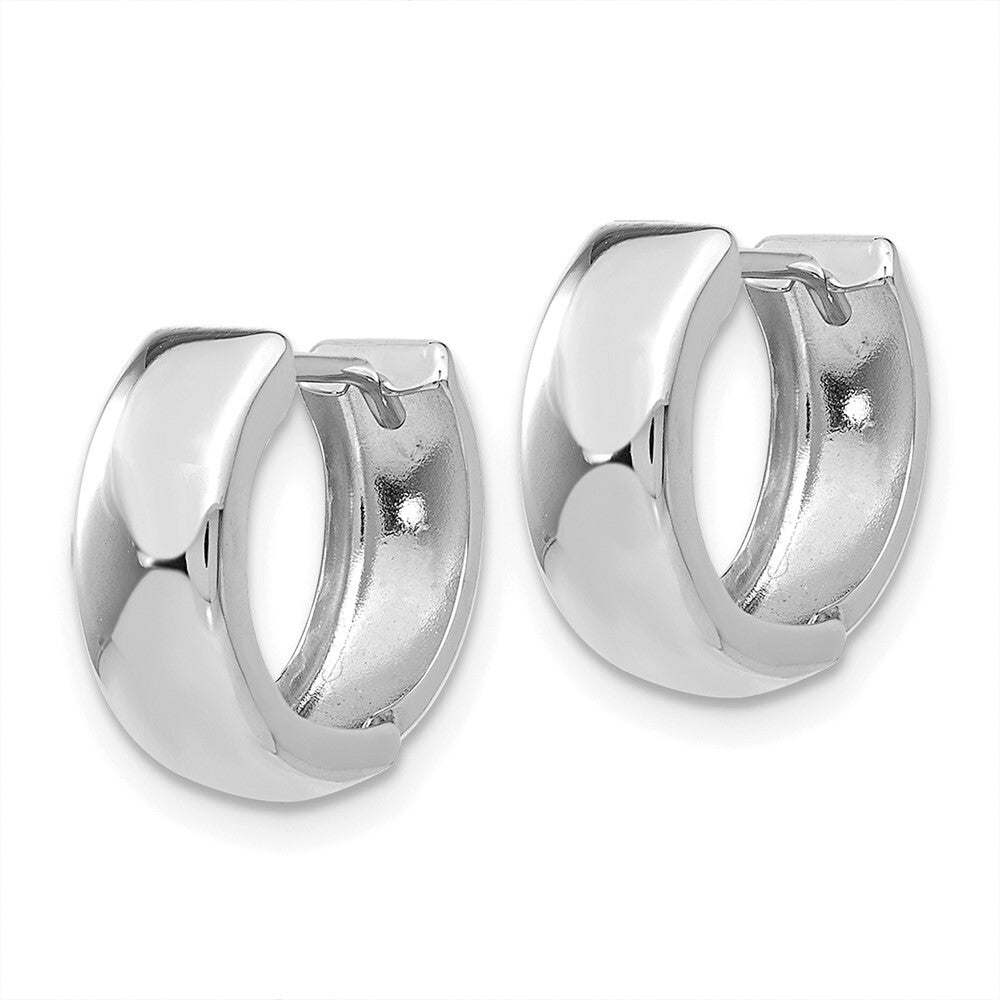 14k White Gold Polished Hinged Hoop Earrings Gift for Women