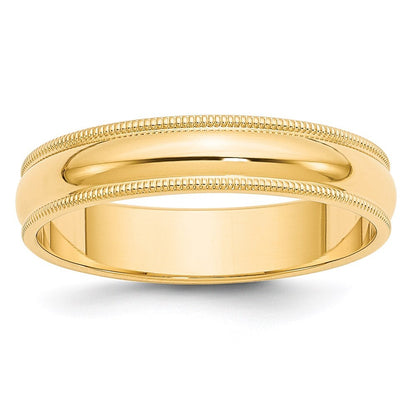 14K Yellow Gold Yellow Gold 5mm Milgrain Half Round Wedding Band Size 5