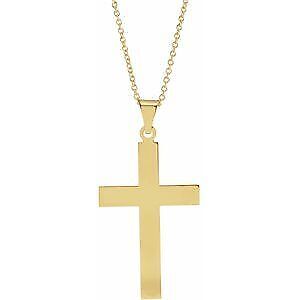 14k Yellow Gold 28 x 18 mm Cross Pendant Necklace 18"