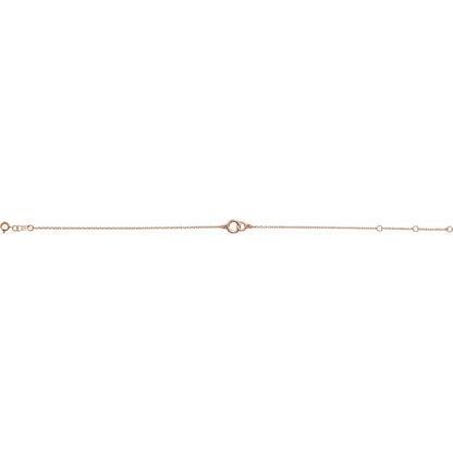 14K Rose Gold Interlocking Circle Bracelet Gift for Women