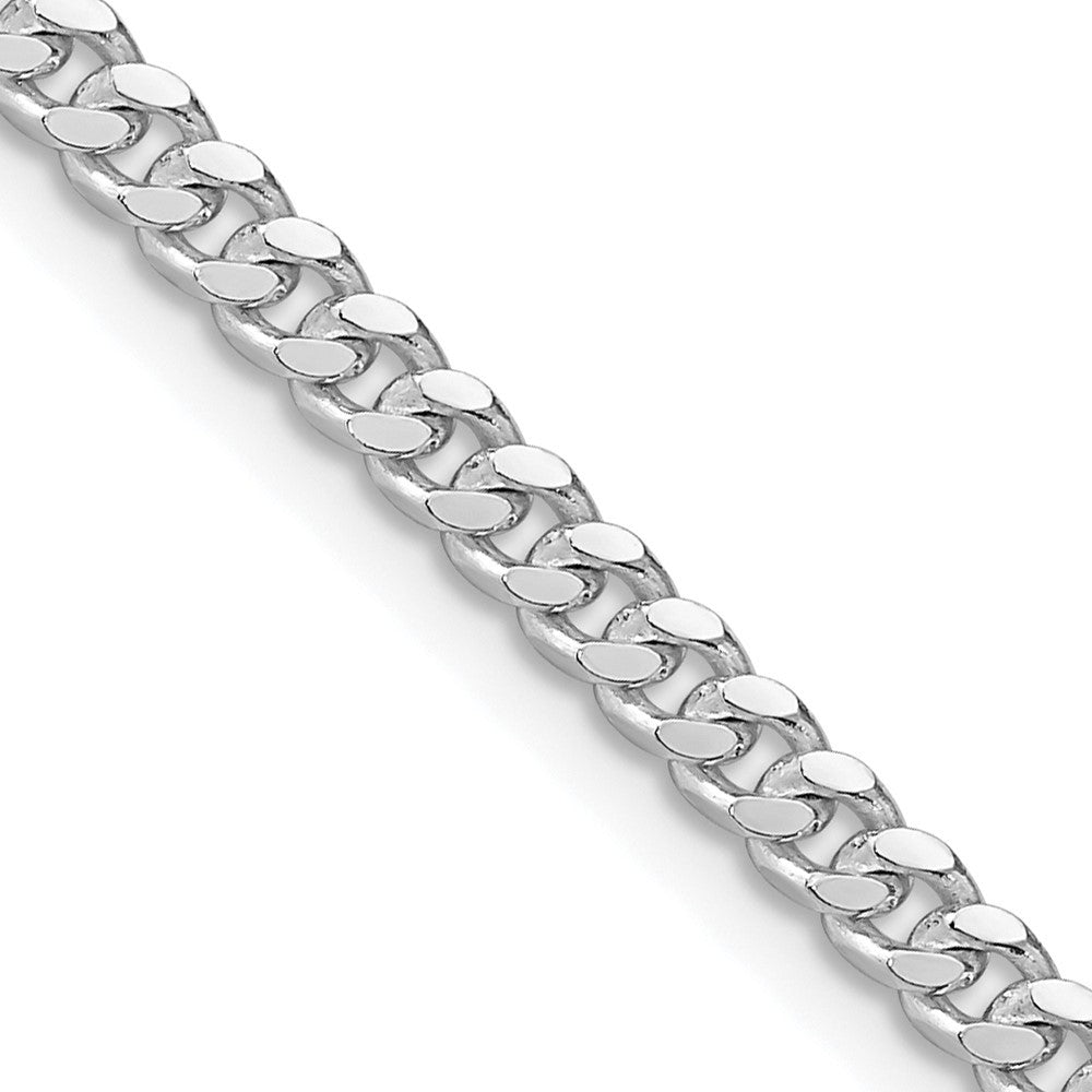 Sterling Silver Rhodium-plated 3.25mm Domed Curb Chain Necklace