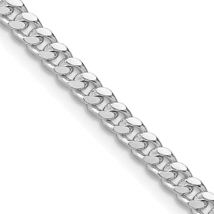 Sterling Silver Rhodium-plated 3.25mm Domed Curb Chain Necklace