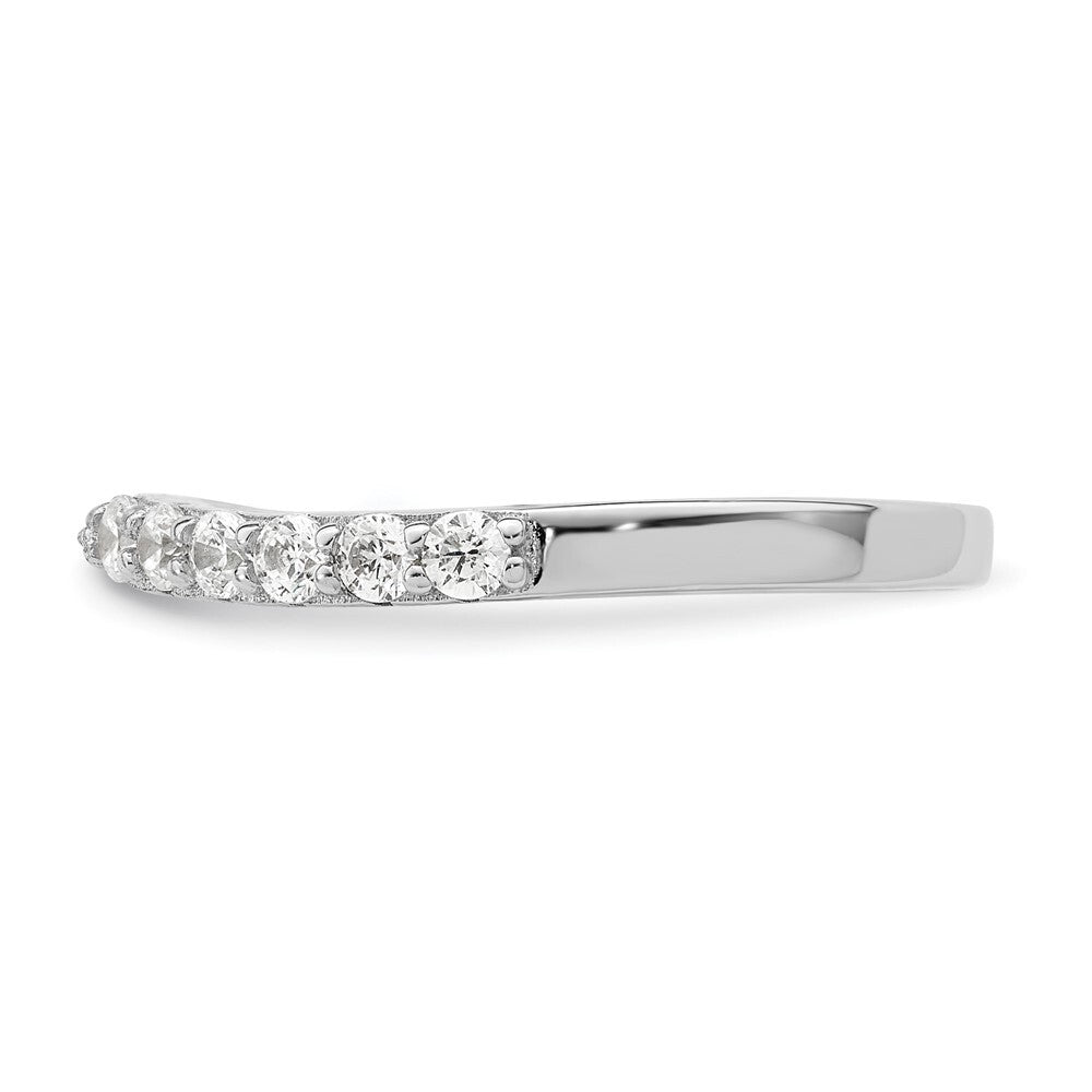 Sterling Silver Polished Rhodium-plated CZ Trio 3 Ring Set Size 6