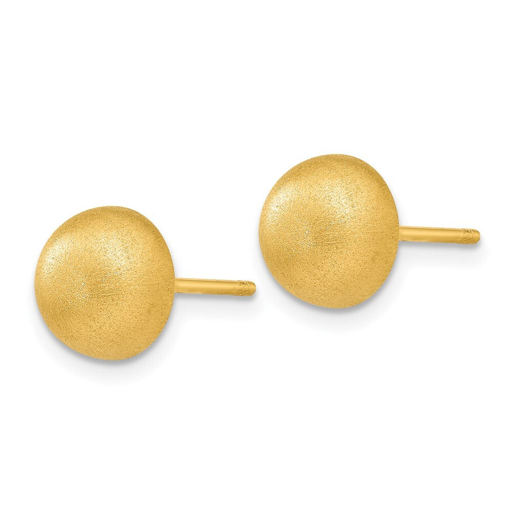 14k Yellow Gold Hollow Satin 8.00mm Half Ball Stud Earrings Gift for Women