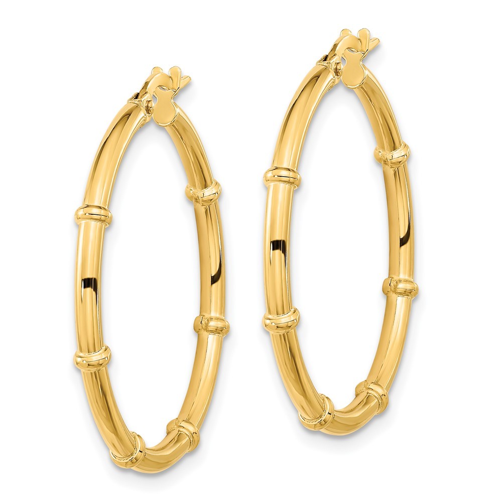 14k Yellow Gold Polished and Fancy Hoop Earrings