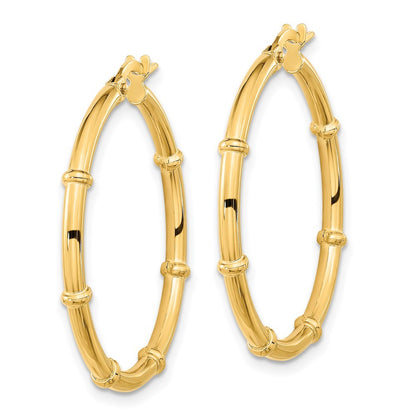 14k Yellow Gold Polished and Fancy Hoop Earrings