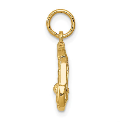 14k Yellow Gold 3-D Saxophone Charm Pendant for Women