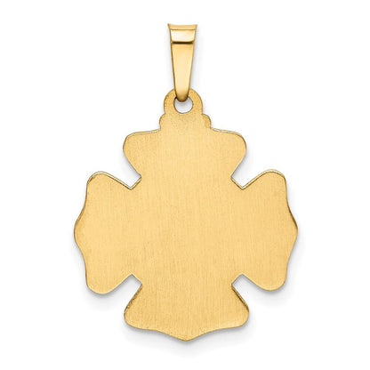 14k Yellow Gold Polished and Satin St Florian Badge Medal Hollow Pendant