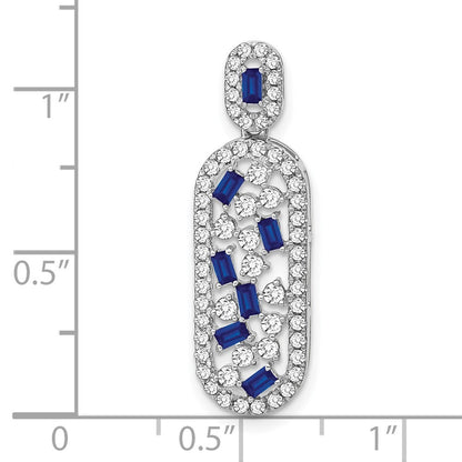 14k White Gold Sapphire and Diamond Oval Chain Slide