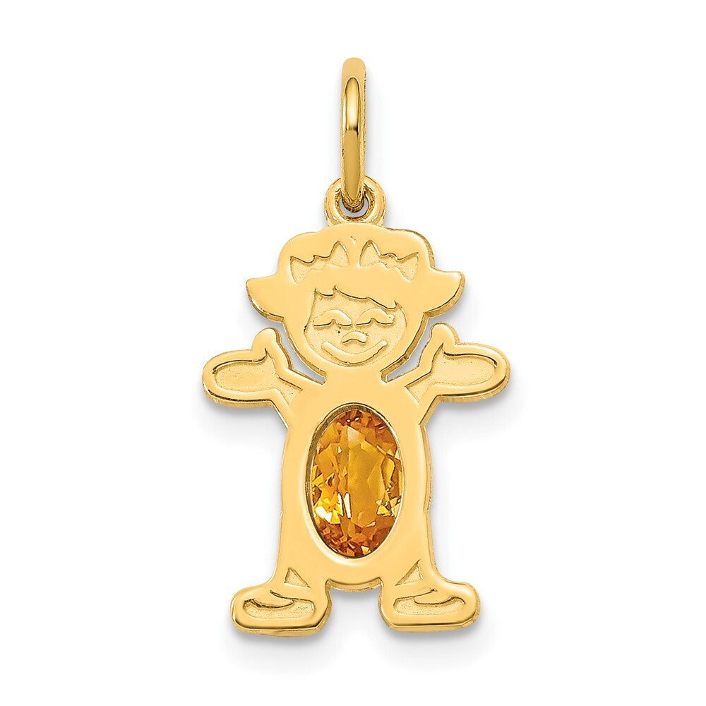 14k Yellow Gold Girl 6x4 Oval Genuine Citrine-November Pendant for Women