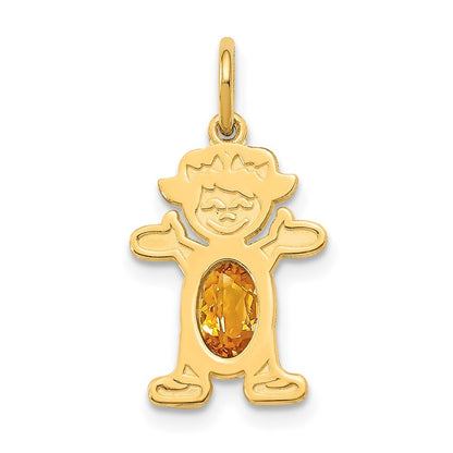 14k Yellow Gold Girl 6x4 Oval Genuine Citrine-November Pendant for Women