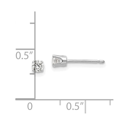 14k White Gold 3mm Cubic Zirconia Stud Earrings Gift for Women