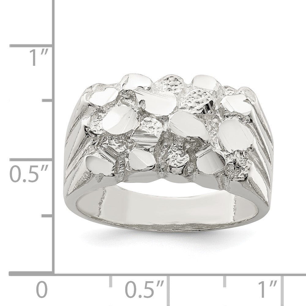 Sterling Silver Men's Nugget Ring Size 12