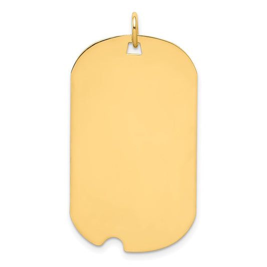 14k Yellow Gold Plain .035 Gauge Engraveable Dog Tag w Notch Disc Charm