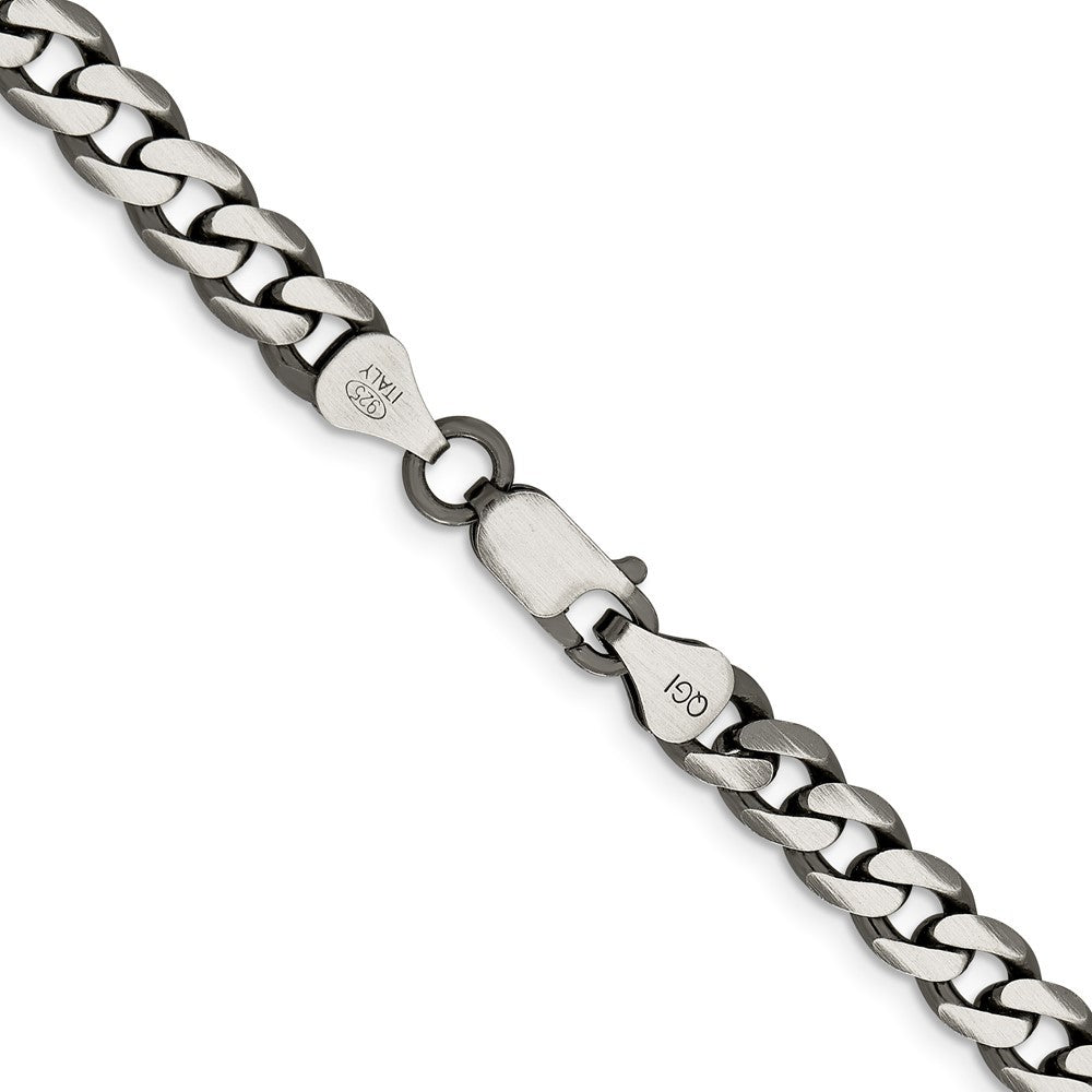 Sterling Silver Antiqued 6.5mm Curb Chain Necklace