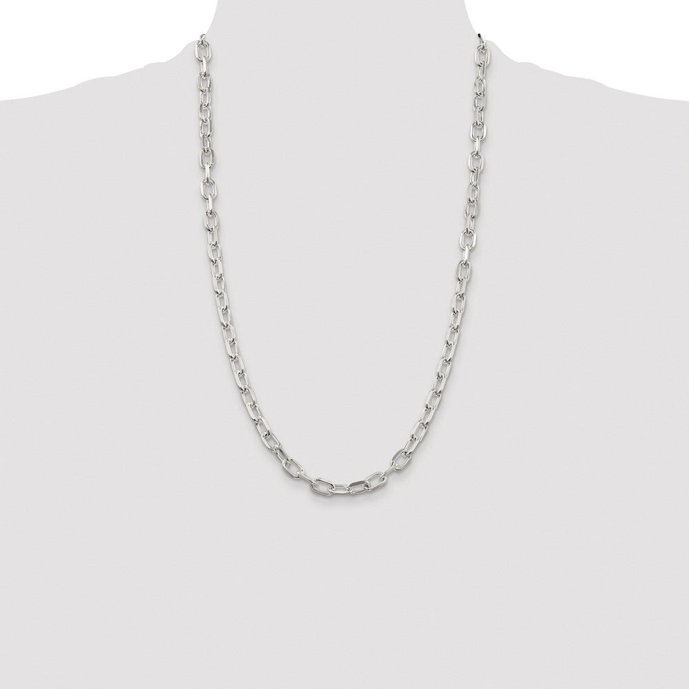Sterling Silver Rhodium-plated 6.65mm Diamond-cut Long Link Cable Chain