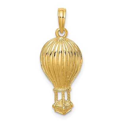 14k Yellow Gold Polished Hot Air Ballon Charm Pendant for Women