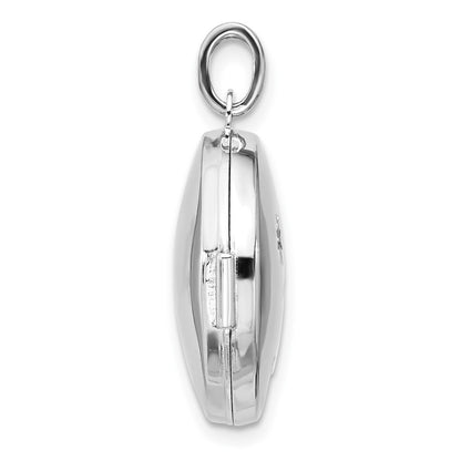 Sterling Silver Rhodium-plated 20mm Diamond Moon Star Round Locket