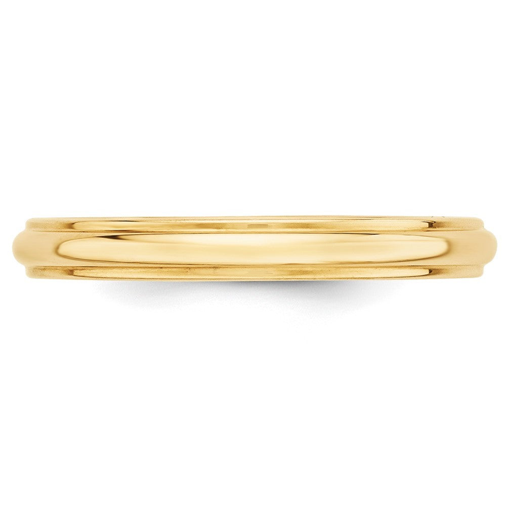 14k Yellow Gold 3mm Half Round with Edge Wedding Band Ring Size 7