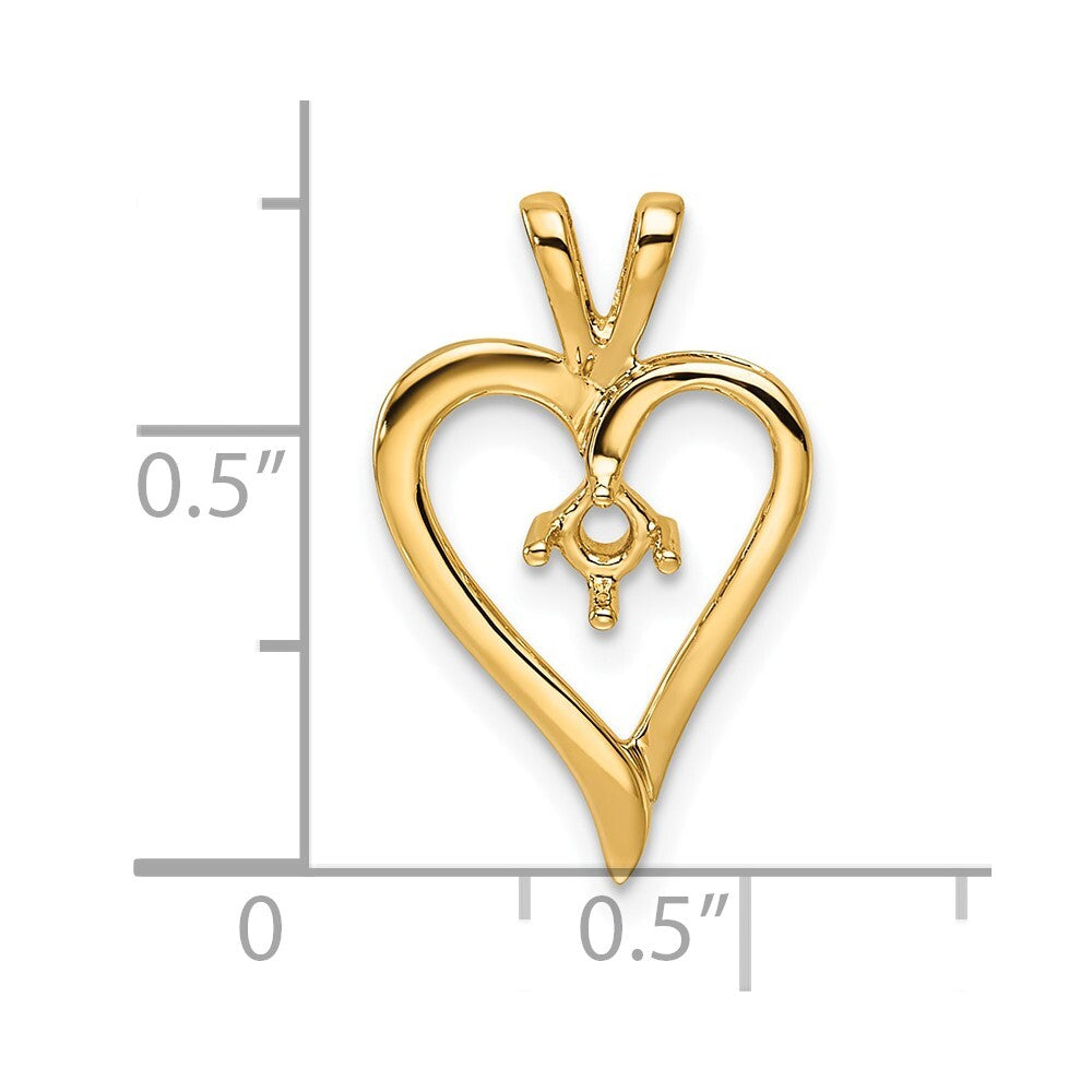 14k Yellow Gold Heart Pendant Mounting for Women