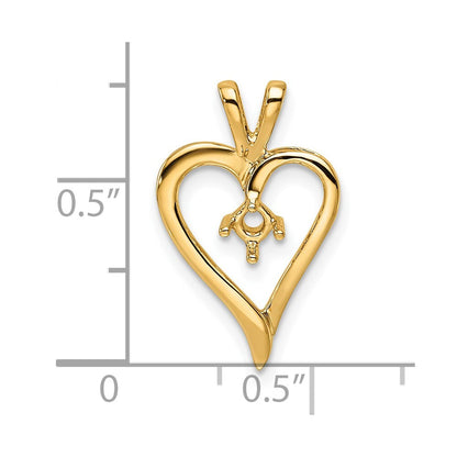 14k Yellow Gold Heart Pendant Mounting for Women
