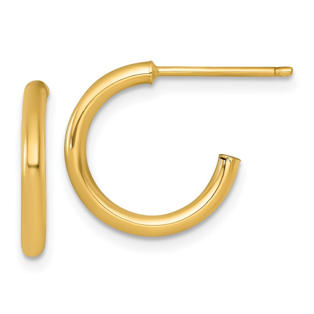 14k Yellow Gold Polished 2.0 x 15mm Tube C-Hoop Earrings Gift for Women