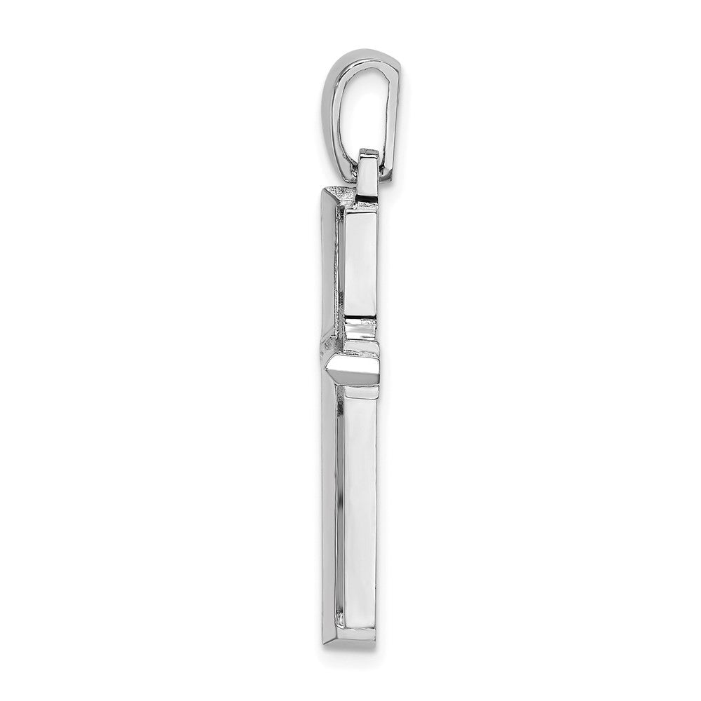 14k White Gold Polished Cross Charm Pendant