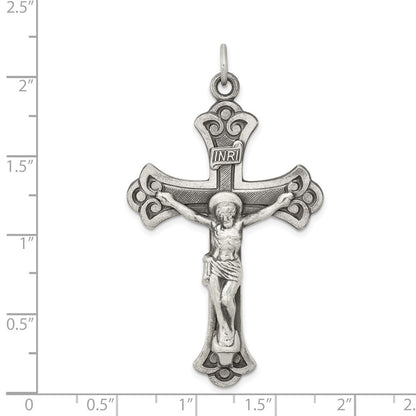 Sterling Silver Antiqued INRI Crucifix Pendant