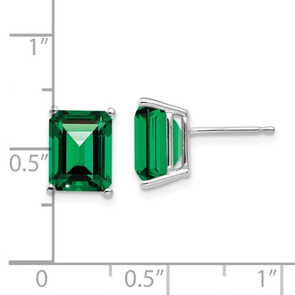 14k White Gold 9x7mm Emerald Cut Mount St. Helens Stud Earrings Gift for Women