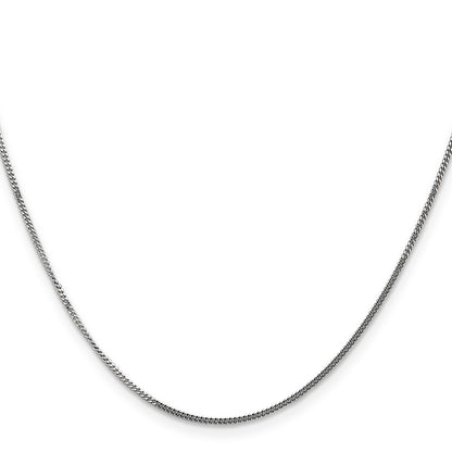 14k White Gold 1.3mm Curb Pendant Chain Necklace