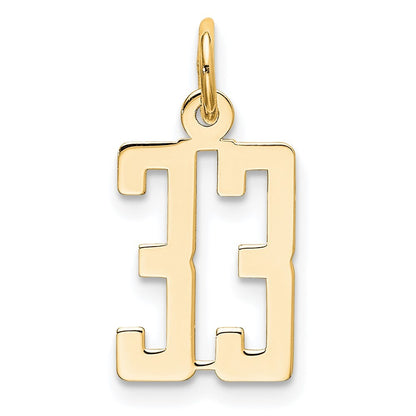14k Yellow Gold Small Elongated Number 33 Charm Pendant for Women