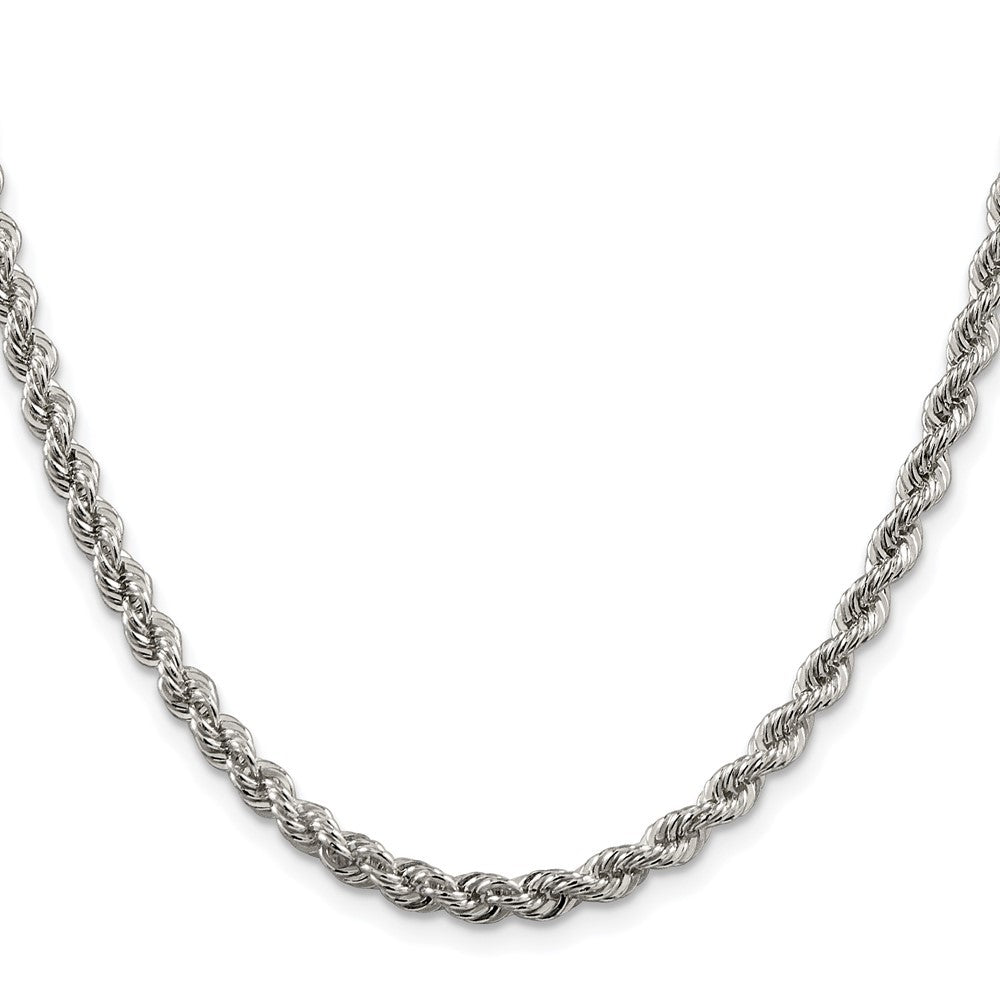 Sterling Silver Rhodium-plated 4.3mm Solid Rope Chain Necklace