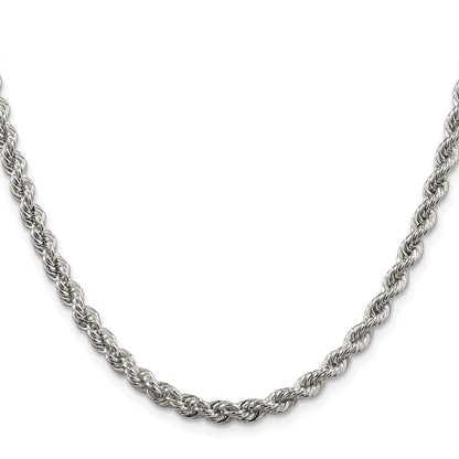 Sterling Silver Rhodium-plated 4.3mm Solid Rope Chain Necklace