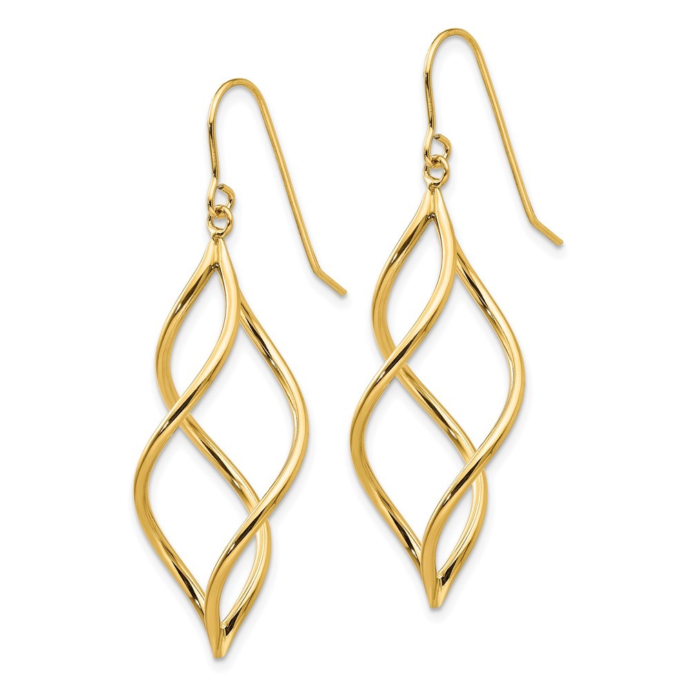 14k Yellow Gold Twisted Dangle Earrings