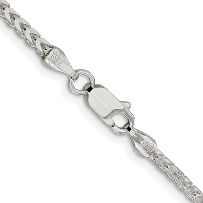 Sterling Silver Rhodium-plated 2.55mm Diamond-cut Square Franco Chain