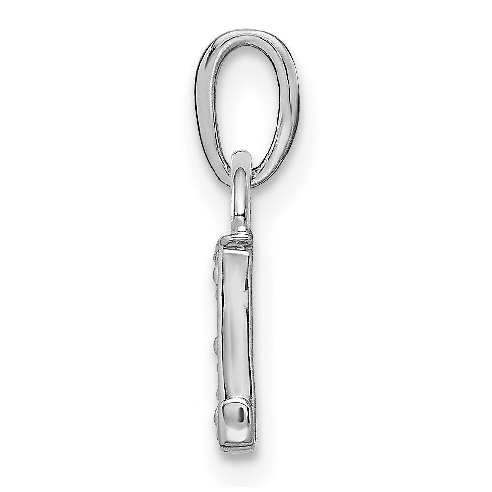 14k White Gold Rhodium-plated Diamond Letter L Initial Pendant for Women