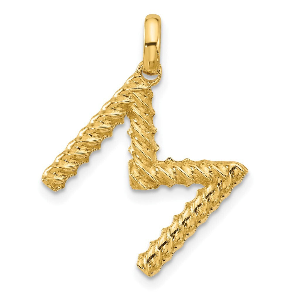14k Yellow Gold Fancy Twist Letter M Pendant for Women