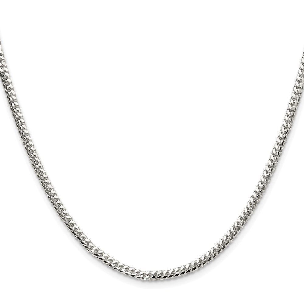 Sterling Silver Rhodium-plated Polished 2.9mm Domed Curb Chain Necklace