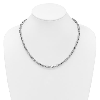 Sterling Silver Polished 5.5mm Figaro Rope Chain Necklace Necklace 20"