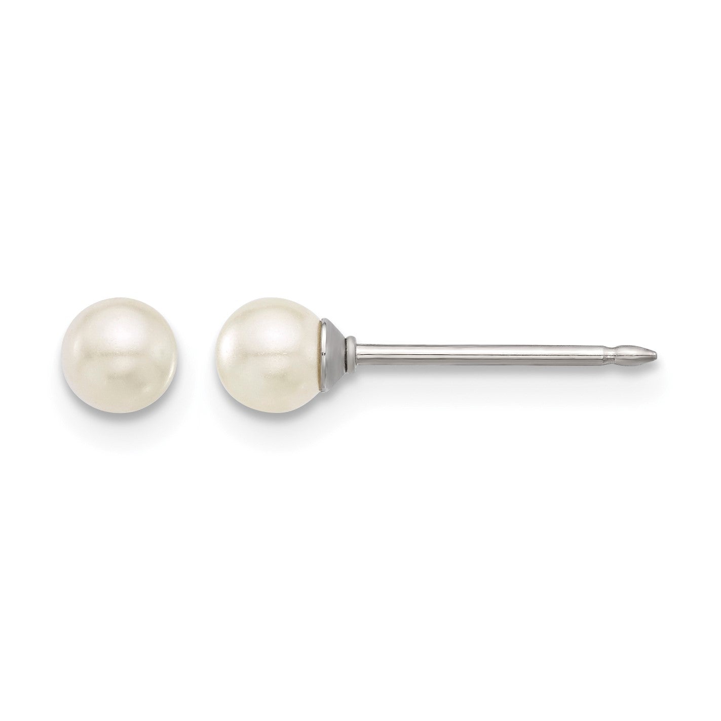 Inverness Stainless Steel 4mm Glass Pearl Post Piercing Earrings